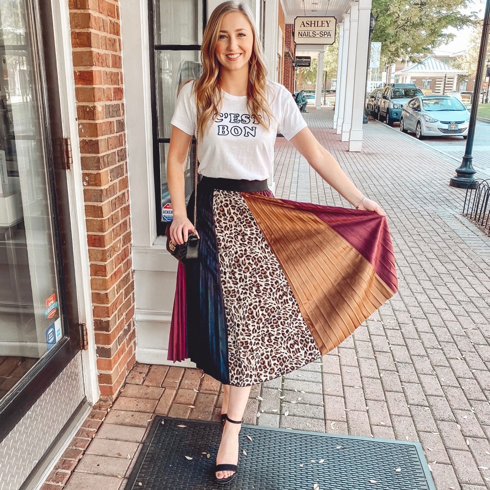 Leopard and suede skirt